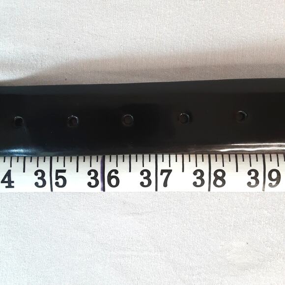 Cobbler Canada Mens Classic Belt 36 Waist Shiny Black Leather Brass Buckle - Picture 11 of 12